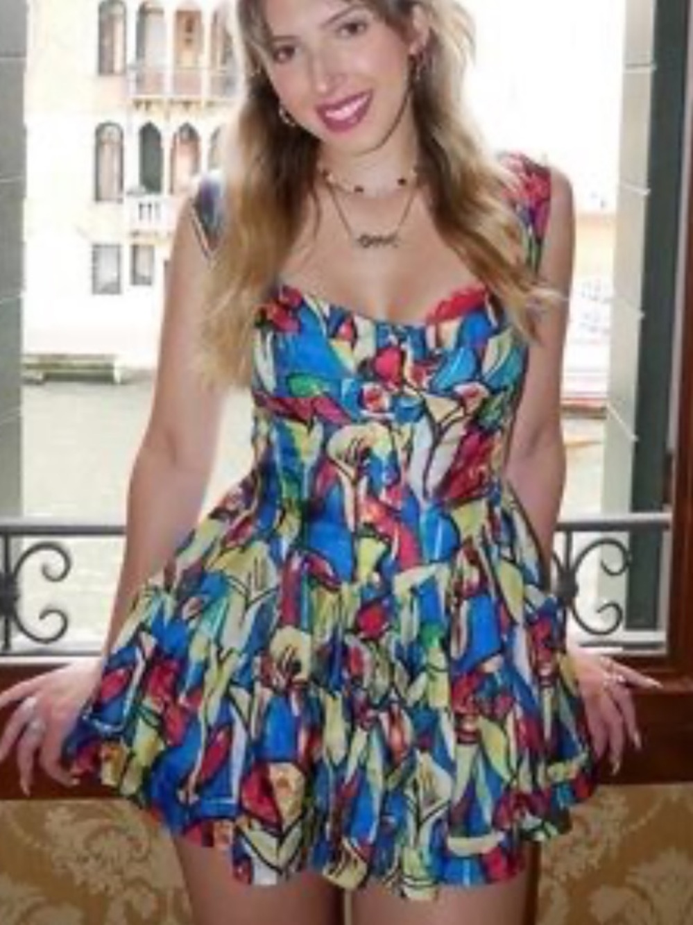 Vanessa Mooney Romper Elisabeth Button Down in Calla Lilly Abstract Print